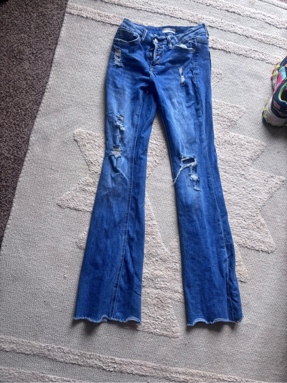 Altar'd State Distressed Blue Flare Jeans